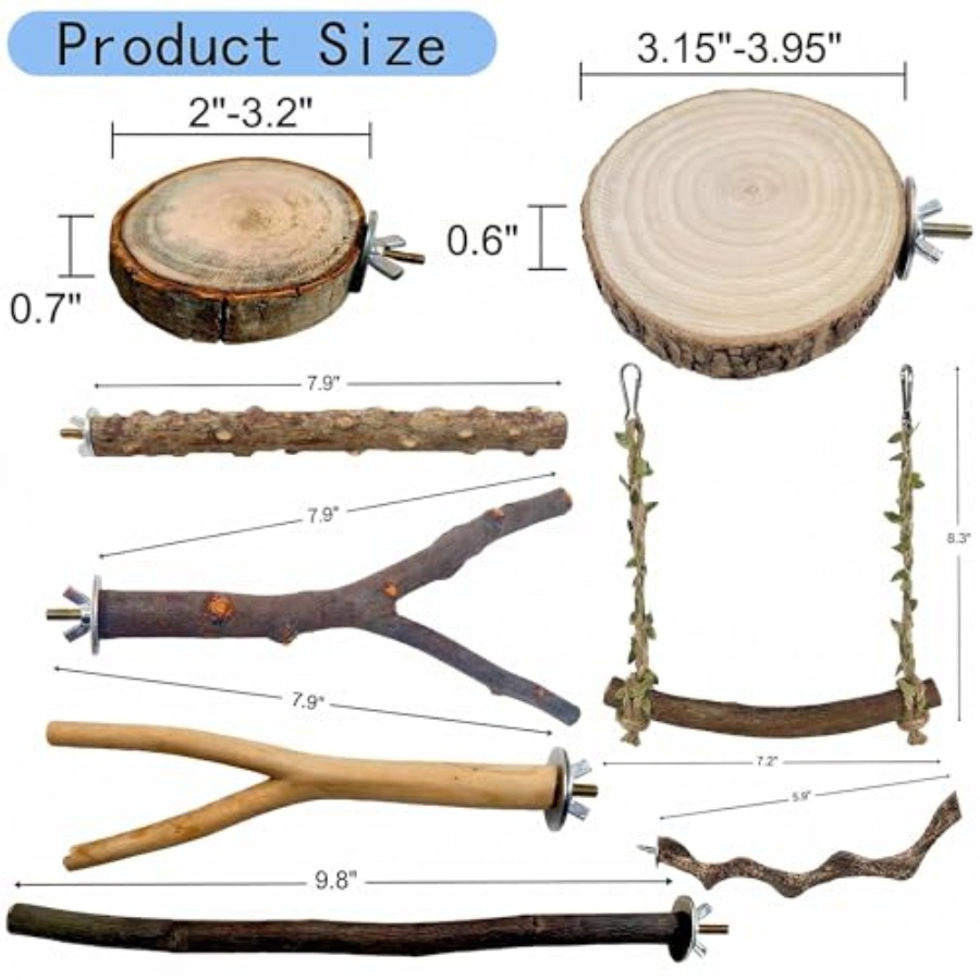 8PCS natural wood bird perches - огляд і ціна Health & Wellness Retailers